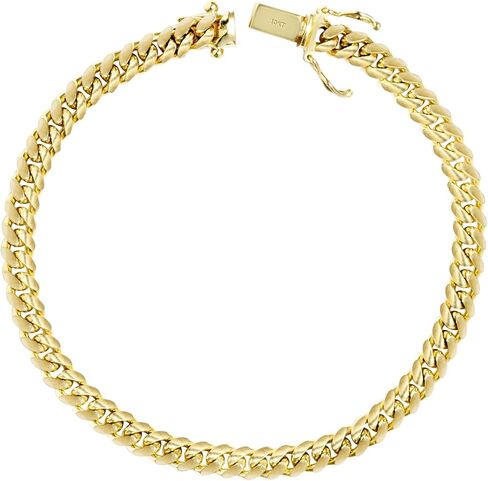 Nuragold 10k Real Yellow Gold Solid Miami Cuban Link 5mm Chain Bracelet (7"-9") Italian Jewelry for Men in Saudi Arabia