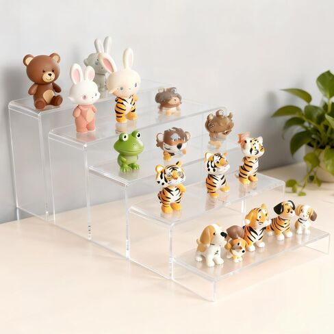 Acrylic Display Riser Set, Clear Rectangular Stands, 5 Pack, 12.4-10.0 Inch, Stepped Height 5.8-3.0 Inch, for Collectibles, Retail, Party Decor in Saudi Arabia