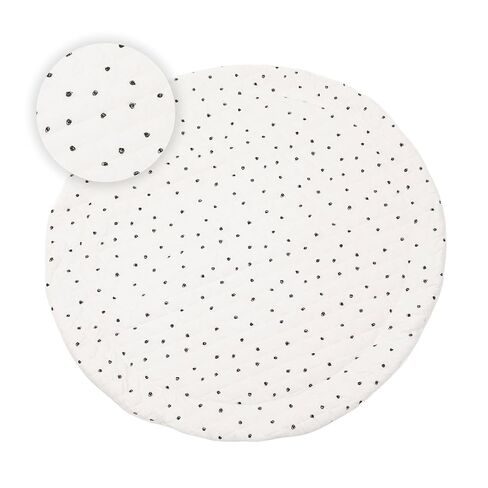 Poppyseed Play Play Play Mat ، وسادة أرضية مستديرة ذات سميك ، مصممة لوقت البطن ، والزحف ، ونشاطات الأطفال ، قابلة للطي ومحمولة (خط محايد ، 43 "جولة) in Kuwait