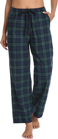 Nutria المرأة الفانيلا بيجامة السراويل منقوشة القطن لينة ناعم PJ قيعان صالة دافئة النوم الشتاء ملابس خاصة مع جيوب D06 in Kuwait