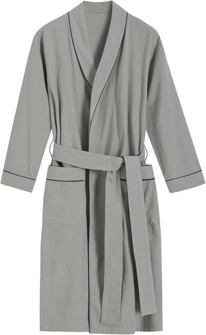 Latuza Men's Solid Color Cotton Flannel Robe Knee Length Bathrobe in Saudi Arabia