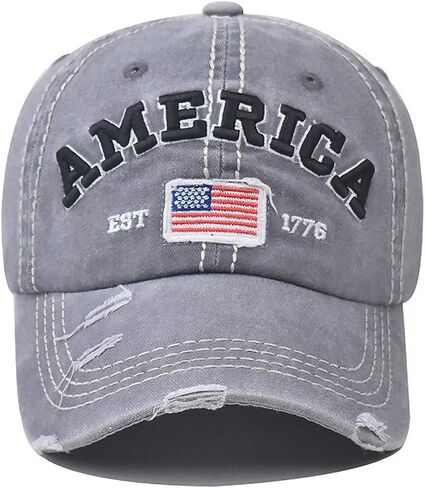 American Flag Hat for Men Women USA Flag Embroidery Distressed Adjustable Cotton Baseball Cap Dad Hat in Saudi Arabia
