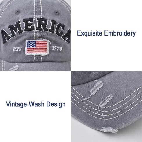 American Flag Hat for Men Women USA Flag Embroidery Distressed Adjustable Cotton Baseball Cap Dad Hat in Saudi Arabia