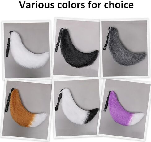 Faux Fur Wolf Tail 27" Furry Animal Big Tail for Adult Halloween Cosplay Party Costume Accessories in Saudi Arabia