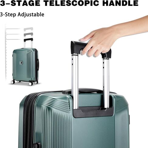 20 Inch Lightweight Expandable Carry On Luggage, PC Hardside Suitcase with Spinner Wheels & TSA Lock, Green in Saudi Arabia