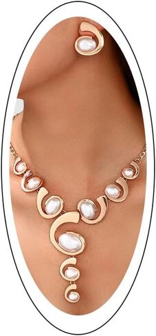 الذهب مكتنزة الأسود البيضاوي الاكريليك قلادة القرط، الرجعية بوهو طويل الأبيض الراتنج شرابة قلادة قلادة البلد راعية البقر حزب مجوهرات مجموعات هدية للنساء in Kuwait