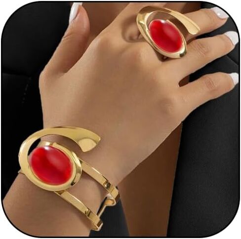 الذهب سوار مفتوح الدائري للنساء مكتنزة اللؤلؤ الكفة مفتوحة سوار قابل للتعديل حلقة سميكة مجموعة خمر مجوهرات بسيطة in Kuwait