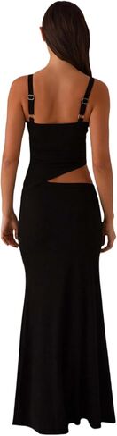 JUMISEE Women’s Sexy V Neck Cut Out Vacation Maxi Dress Irregular Spaghetti Strap Bodycon Long Dress Beach Party Dresses in Saudi Arabia