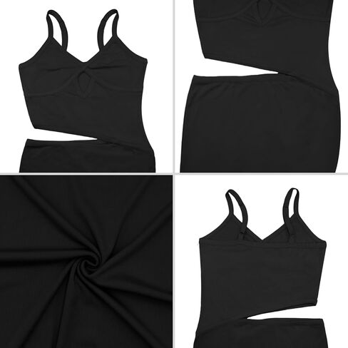JUMISEE Women’s Sexy V Neck Cut Out Vacation Maxi Dress Irregular Spaghetti Strap Bodycon Long Dress Beach Party Dresses in Saudi Arabia