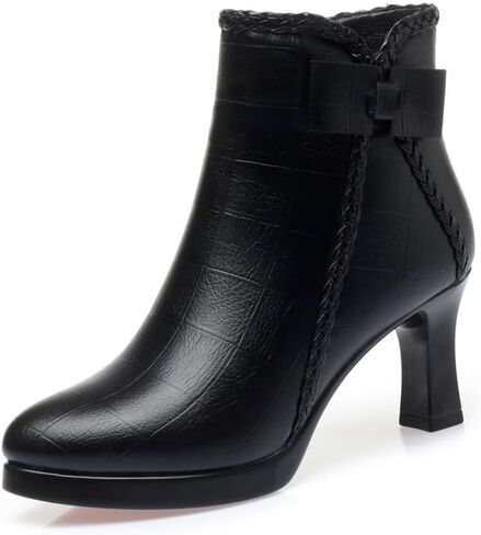 Stylish Women’s Pointed Toe High Heel Ankle Boots Side Zip Comfortable Fur Lined Autumn Winter Kitten Heel Dress Booties in Saudi Arabia
