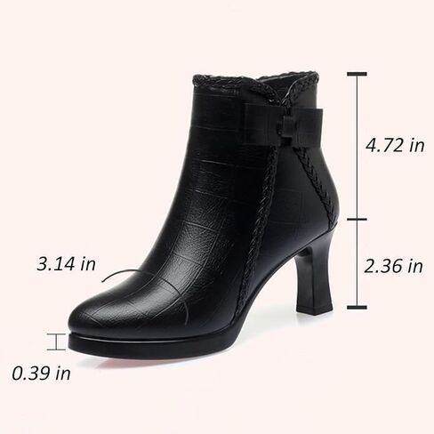Stylish Women’s Pointed Toe High Heel Ankle Boots Side Zip Comfortable Fur Lined Autumn Winter Kitten Heel Dress Booties in Saudi Arabia
