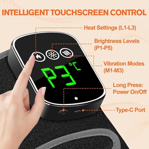 Red Light Therapy for Knee, Heated&Vibration Red Light Therapy Knee Brace, Knee Massager for Pain Relief, 660nm&850nm Near Infrared Light Therapy for Body, Cordless Redlight knees therapy in Saudi Arabia