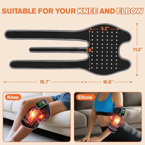 Red Light Therapy for Knee, Heated&Vibration Red Light Therapy Knee Brace, Knee Massager for Pain Relief, 660nm&850nm Near Infrared Light Therapy for Body, Cordless Redlight knees therapy in Saudi Arabia