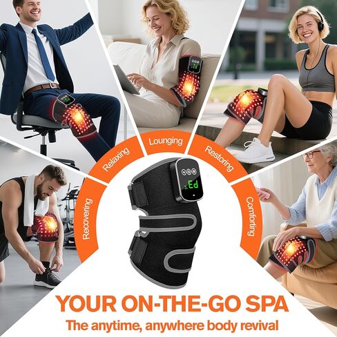 Red Light Therapy for Knee, Heated&Vibration Red Light Therapy Knee Brace, Knee Massager for Pain Relief, 660nm&850nm Near Infrared Light Therapy for Body, Cordless Redlight knees therapy in Saudi Arabia