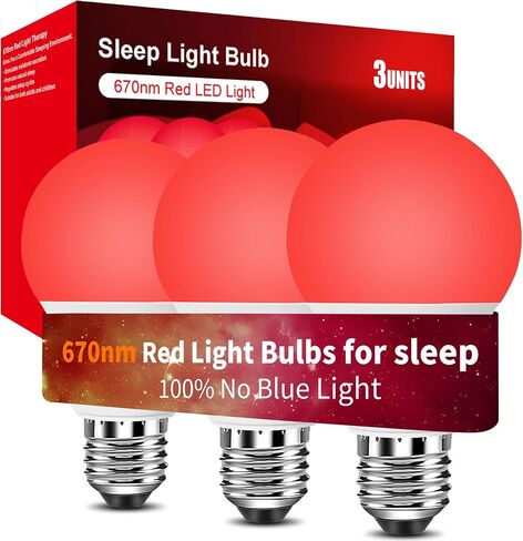 مصابيح إضاءة حمراء aogled للنوم 9 وات e26، ضوء ليلي أحمر، لمبة إضاءة LED 670 نانومتر للميلاتونين، مصابيح إضاءة خافتة مكافئة A19 60 وات لغرفة النوم، وحضانة الأطفال، والنوم الطبيعي in Kuwait