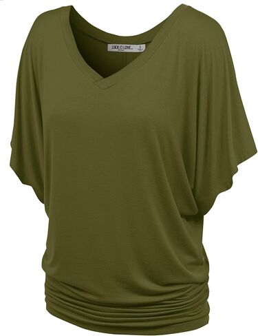 Lock and Love Women's Short Sleeve Crew Neck/V Neck Tie-Dye Dolman Tunic Top in Saudi Arabia