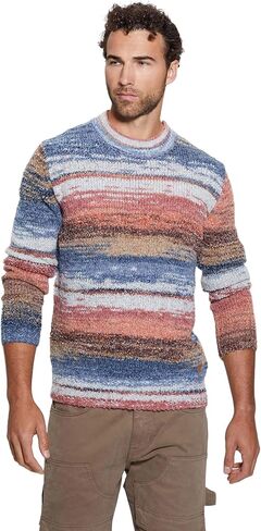 GUESS Men's Eged Space Dye Striped Sweater in Saudi Arabia