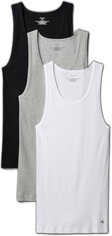 Calvin Klein Men's Classic Ribbed Tank 3-Pack (White(NM9070X-100)/White/White, Large) in Kuwait