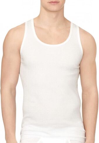 Calvin Klein Men's Classic Ribbed Tank 3-Pack (White(NM9070X-100)/White/White, Large) in Kuwait