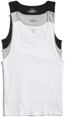 Calvin Klein Men's Classic Ribbed Tank 3-Pack (White(NM9070X-100)/White/White, Large) in Kuwait