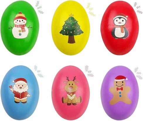 6 Pack Easter Wooden Shake Eggs Percussion Musical Easter Eggs Shakers for Toddlers Kids Girls Boys Easter Basket Stuffers Fillers Gifts in Saudi Arabia