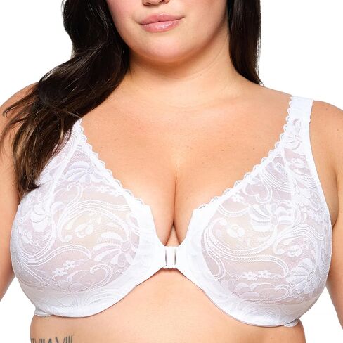 Glamorise Womens Wonderwire Lace Front-Closure Underwire #9245 in Saudi Arabia
