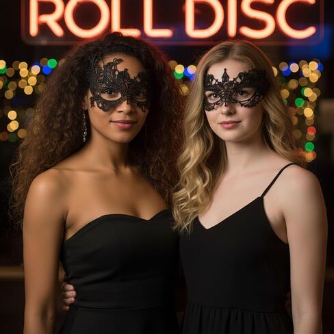 2 Pcs Masquerade Mask for Women Black Lace Eye Masks Costume Party Eye Mask Mardi Gras Masks Halloween Cosplay Accessory for Women and Girls in Saudi Arabia