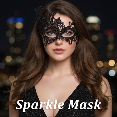 2 Pcs Masquerade Mask for Women Black Lace Eye Masks Costume Party Eye Mask Mardi Gras Masks Halloween Cosplay Accessory for Women and Girls in Saudi Arabia