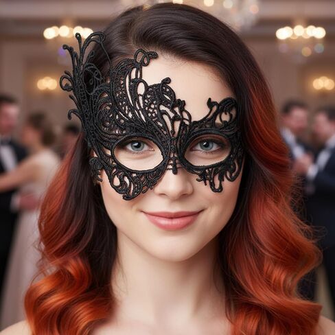 2 Pcs Masquerade Mask for Women Black Lace Eye Masks Costume Party Eye Mask Mardi Gras Masks Halloween Cosplay Accessory for Women and Girls in Saudi Arabia