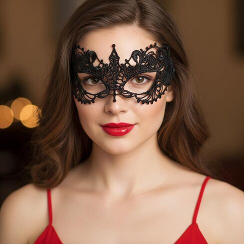 2 Pcs Masquerade Mask for Women Black Lace Eye Masks Costume Party Eye Mask Mardi Gras Masks Halloween Cosplay Accessory for Women and Girls in Saudi Arabia