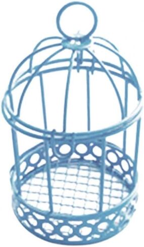 الأزرق مصغرة الأسلاك المعدنية قفص الطيور Tealight شمعة حامل شنقا قفص العصافير فانوس الزفاف الحلوى حزب صالح مربع لطاولة الزفاف المنزل DIY ديكور، ديكورات in Kuwait