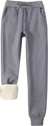 Gihuo Women's Winter Fleece Pants Sherpa Lined Sweatpants Active Running Jogger Pants Warm Lounge Pants(02DarkGrey-XL) in Saudi Arabia