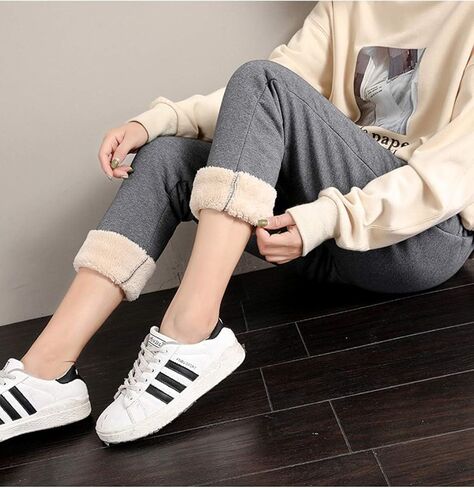 Gihuo Women's Winter Fleece Pants Sherpa Lined Sweatpants Active Running Jogger Pants Warm Lounge Pants(02DarkGrey-XL) in Saudi Arabia