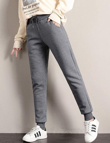 Gihuo Women's Winter Fleece Pants Sherpa Lined Sweatpants Active Running Jogger Pants Warm Lounge Pants(02DarkGrey-XL) in Saudi Arabia