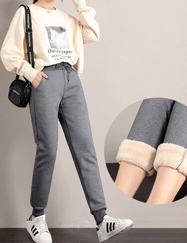 Gihuo Women's Winter Fleece Pants Sherpa Lined Sweatpants Active Running Jogger Pants Warm Lounge Pants(02DarkGrey-XL) in Saudi Arabia