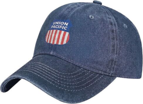 قبعة بيسبول من Union Pacific Railroad Denim Trucker Hat للرجال أو النساء رعاة البقر in Saudi Arabia