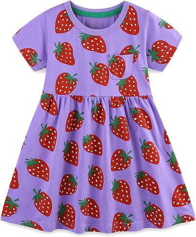 KISBINI Toddler Girls Short Sleeve Cotton Dress Summer Casual Dresses for Little Girls in Saudi Arabia