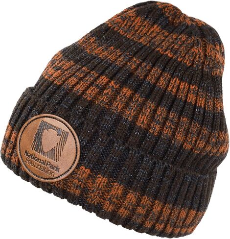 Concept One National Parks Foundation Patch Knit Beanie 2-Pack, Stripe Cuffed Winter Hat Set for Adults, Cold Weather Gear in Saudi Arabia