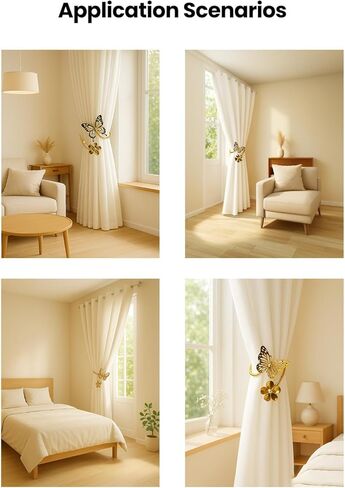 2PCS Metal Curtain Tie, Decorative Curtain Treatment Holdbacks, Adjustable Upper Window Holdback Set, Used for Home, Bedroom, Office, Butterfly Armbands (Silver) in Saudi Arabia