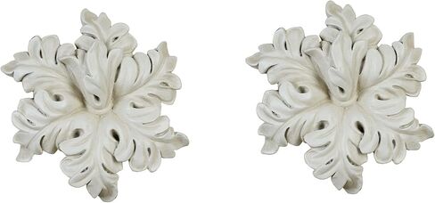 Vilayna Window Treatment Wall Tieback Pair | Handpainted Metallic Platinum | Elegant Acanthus Leaf Flower Cluster Holds Your Curtain Panels or Sheer Drapery | Wall-Mounted Deep Hook Holdback Set of 2 in Saudi Arabia