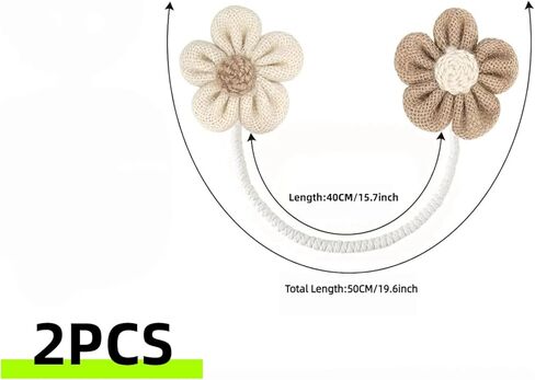 Rope Curtain Tiebacks 2 Pack | Sunflower Curtain Tieback Boho | Simple Elegant DIY Curtain Holdbacks | Accessories Wall Decoration for Home Office | Beige & Coffee in Saudi Arabia