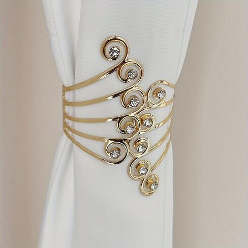 1PC Modern Non-Perforated Curtain Tiebacks Adjustable Metal Curtain Ring Clasp Living Room Bedroom Drapes Accessories,Gold (9.5 * 6cm) in Saudi Arabia