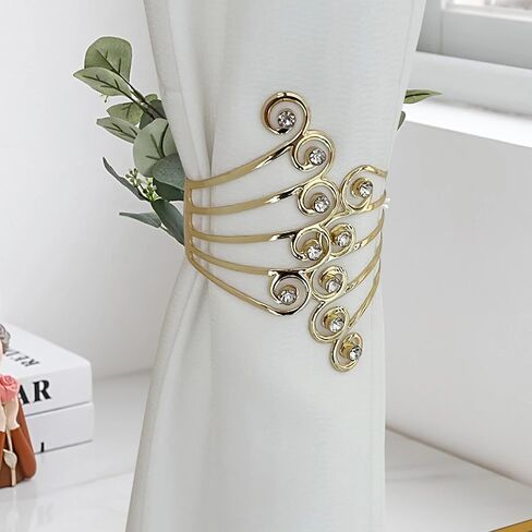 1PC Modern Non-Perforated Curtain Tiebacks Adjustable Metal Curtain Ring Clasp Living Room Bedroom Drapes Accessories,Gold (9.5 * 6cm) in Saudi Arabia