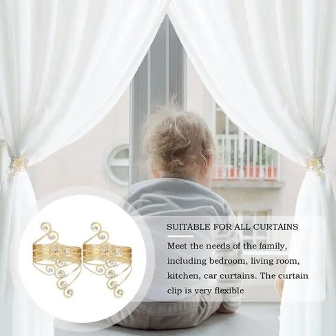 1PC Modern Non-Perforated Curtain Tiebacks Adjustable Metal Curtain Ring Clasp Living Room Bedroom Drapes Accessories,Gold (9.5 * 6cm) in Saudi Arabia