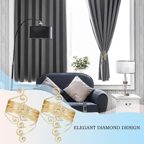 1PC Modern Non-Perforated Curtain Tiebacks Adjustable Metal Curtain Ring Clasp Living Room Bedroom Drapes Accessories,Gold (9.5 * 6cm) in Saudi Arabia