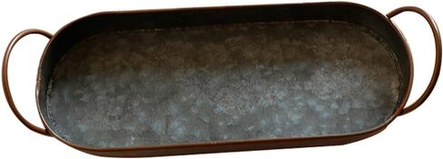 Vintage Wrought Iron Bread Tray with Handles Oval Metal Serving Tray for Home Kitchen Pastry Display in Kuwait