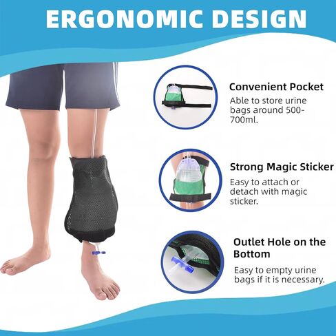 WEEOATAR Leg Bag Holder Urinary Catheter Supplies, Breathable and Easy to Use Catheter Stabilization Device with Pocket for Urine Collection Bags for Men and Women (Grey) in Saudi Arabia