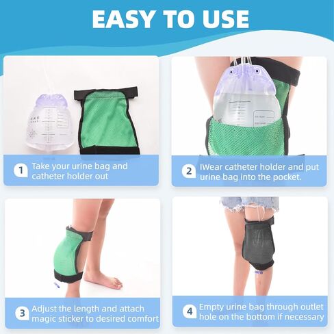 WEEOATAR Leg Bag Holder Urinary Catheter Supplies, Breathable and Easy to Use Catheter Stabilization Device with Pocket for Urine Collection Bags for Men and Women (Grey) in Saudi Arabia