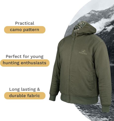 Youth Reversible Jacket, Hunting Camo for Kids - Teens, Versatile Fashionable Full Zip Hoodie, Hunting Apparel in Kuwait