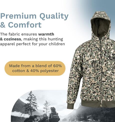 Youth Reversible Jacket, Hunting Camo for Kids - Teens, Versatile Fashionable Full Zip Hoodie, Hunting Apparel in Kuwait